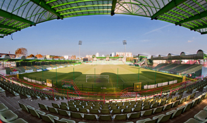 Widok na stadion GKS - u z jednej z trybun obiektu